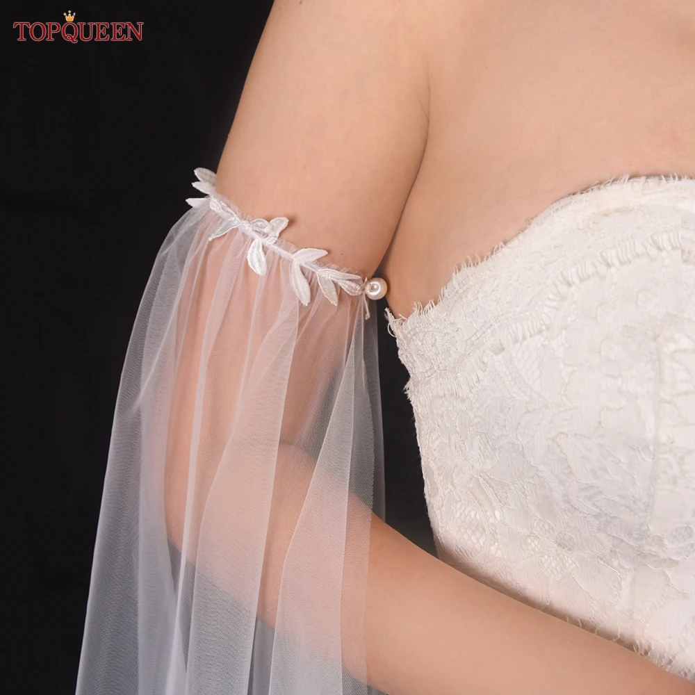 Wedding Dress Gloves Detachable Sleeves Soft Sheer Leaf Side Open Women Evening DIY Arm Accessories