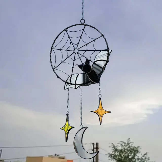 Kreatív Szél Csengő Halloween Dekorációk Gótikus Denevér Hold Csillag Lógó Dísz Ablak Fal Medálok Üdülési Party Dekorok - Image 3