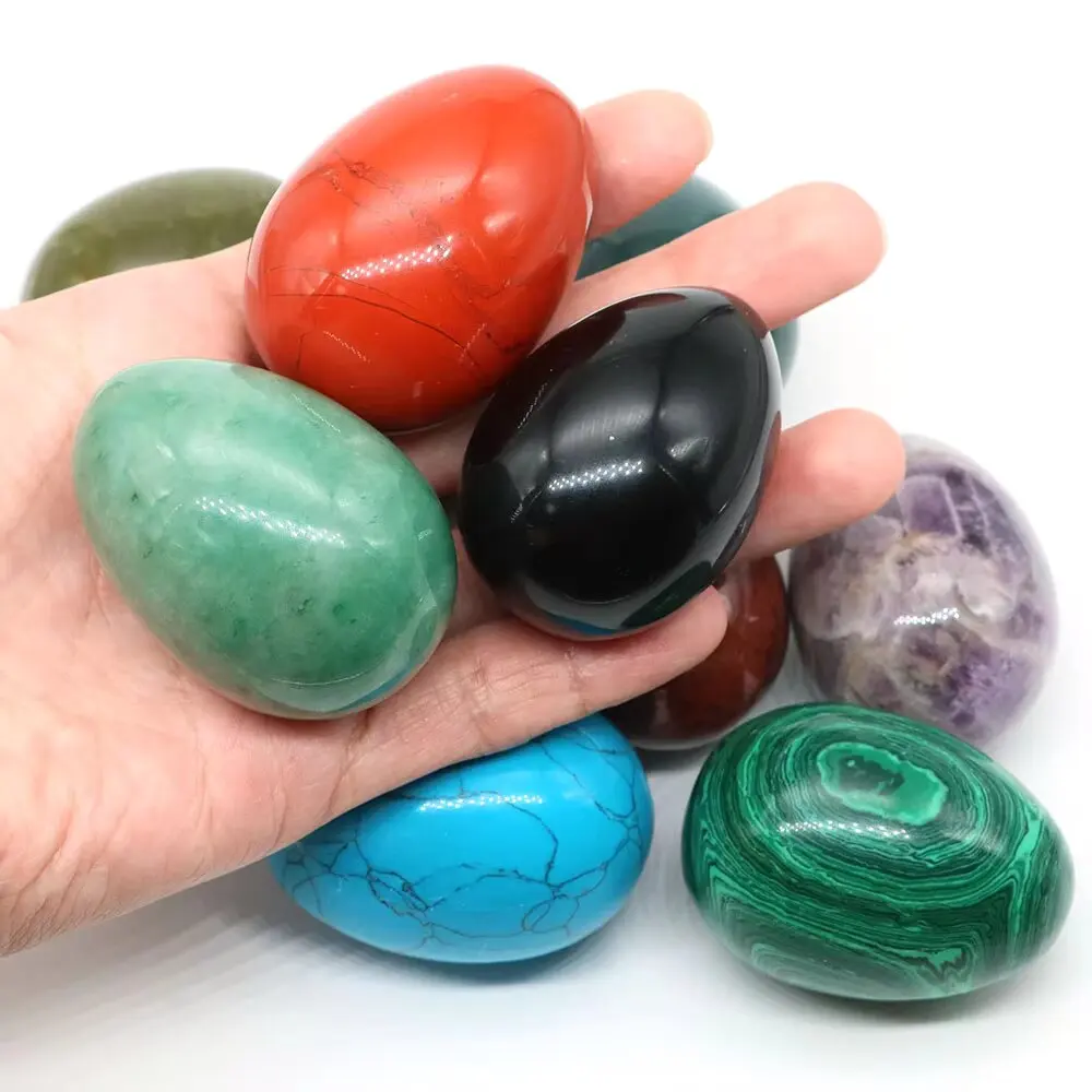 Estátua de ovo yoni 34x49mm, pedra de cristal de cura natural, chakra, reiki, energia, quartzo, amostra mineral, decoração de casa, presente de páscoa
