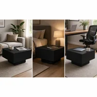 Table basse en chêne noir 60x60x31,5 cm en bois d'ingénierie - Table d'appoint moderne pour salon, table rectangulaire design pour boissons, livres et décoration, compacte et robuste 4