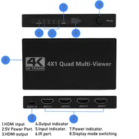 4K HDMI Multiviewer HDMI Quad Multi-Viewer with HDMI Seamless Switch 1080P 4 in 1 out HDMI Multi Viewer Seamless Switcher Hub - Image 5
