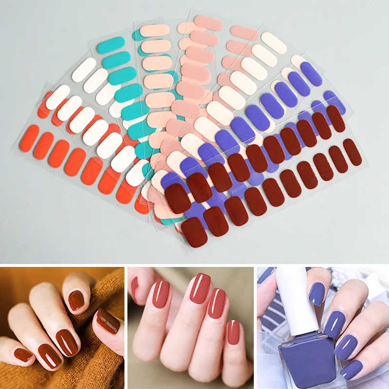 

Solid Color Nail Stickers Waterproof Nail Collection Simple High Quality Ultra-Thin Single Color Small Fresh Nail Stickers