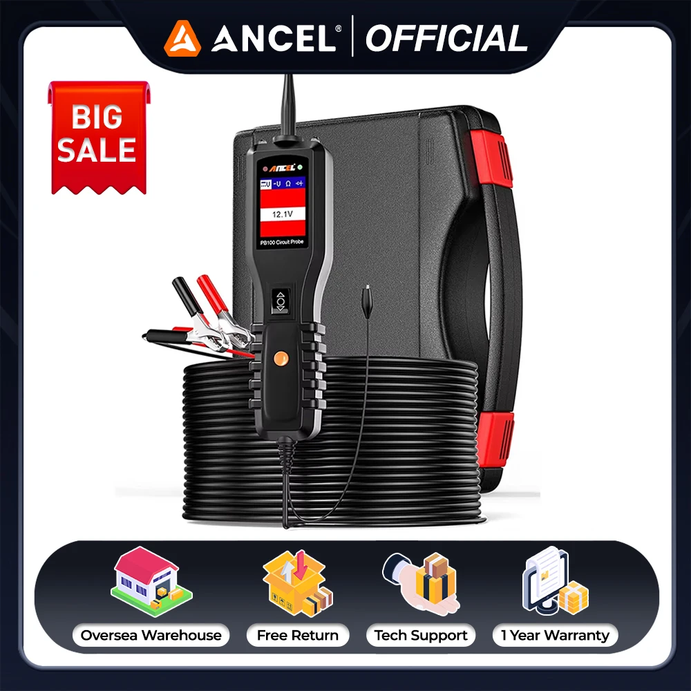 Ancel PB100 Circuit Tester Probe Automotive Diagnostic Tool 12V 24V Electrical System Current Voltage Integrated Power Scanner
