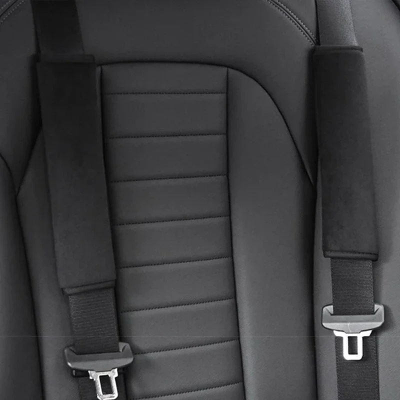 Black/Pink Car Seat Belt Cover Adjustable Plush Seat Belt Cover Shoulder Strap Covers Universal Automotive Interior Accessories