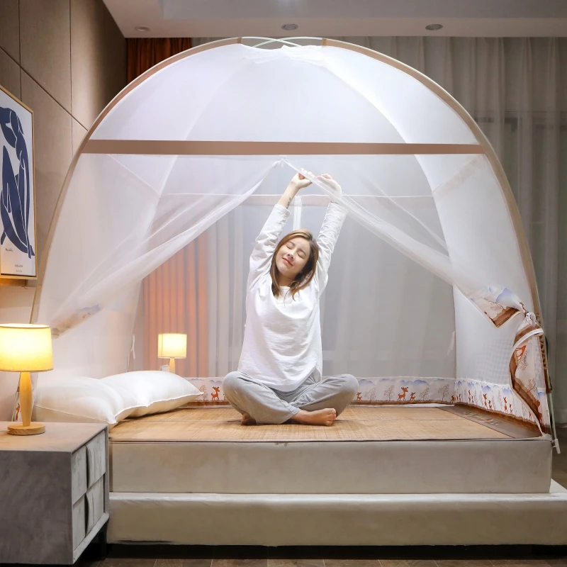 

Free installation of yurt mosquito net 1.2-1.8M Drop-resistant children's foldable with stand Mosquito Net Tent Bedroom Decor