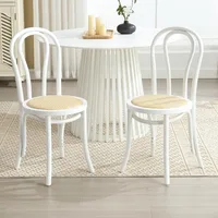 Vintage Dining Chairs Set of 2, Thonet Soild Wood Rattan Dining Room Chairs Armless French Country Kitchen Chairs for Wedding 1