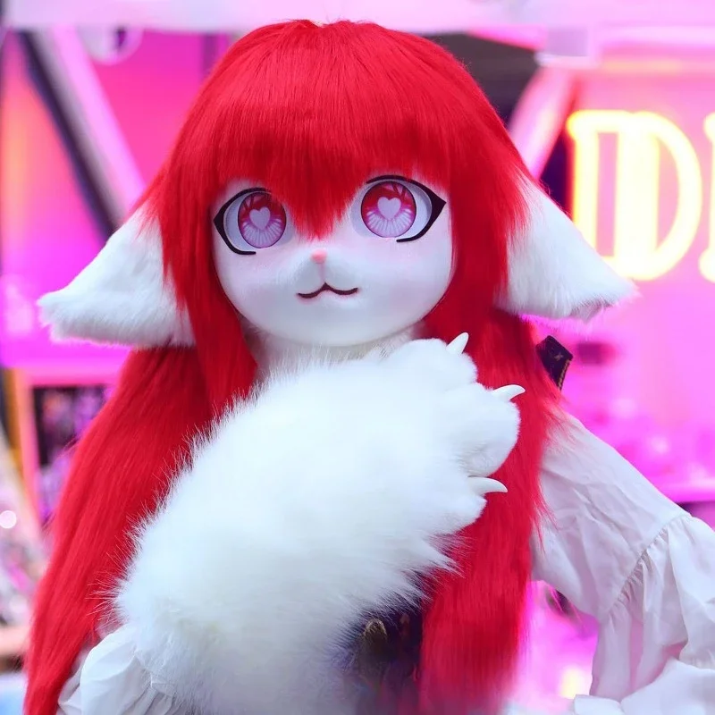 

Fursuit Kigurumi Cosplay Costumes Furry Headset Anime Comiket Furries Animal Head Drop-eared Rabbit Cat Comiket Furries Costumes