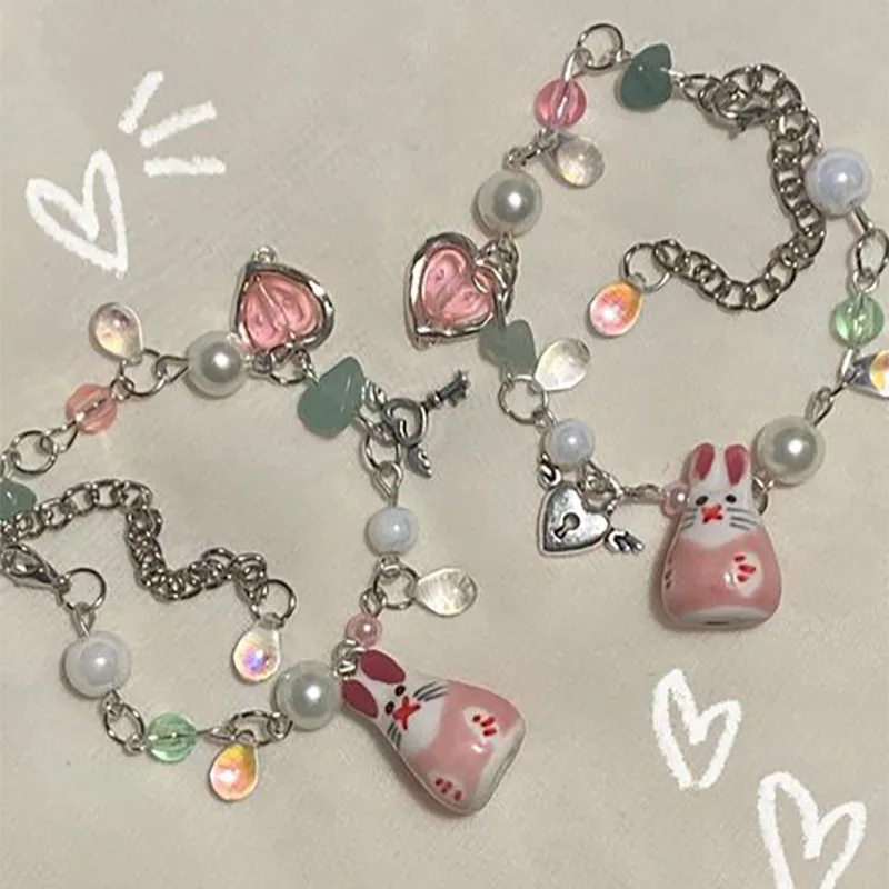 flower fields rabbit bracelet jewelry Bracelet beaded Y2K Charm