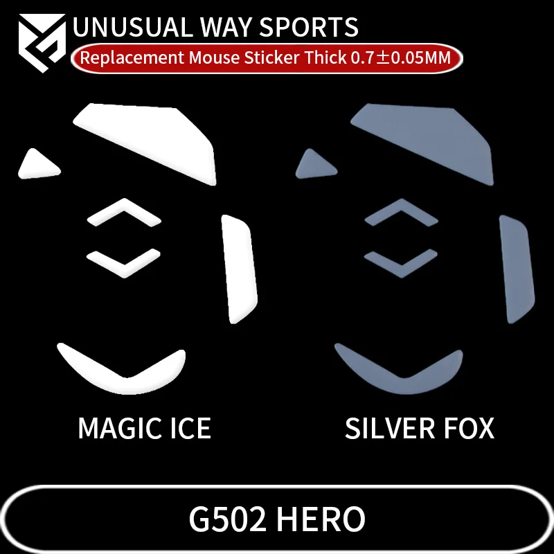 Unusualwaysports Mouse Foot Skates Logitech G502 Herói Desliza Borda Curva Magic Ice Versão Silver Fox