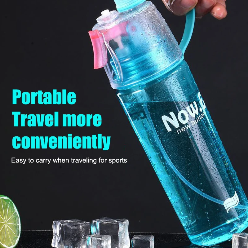 2 In 1 Sports Water Drinking Bottle Misting Spray