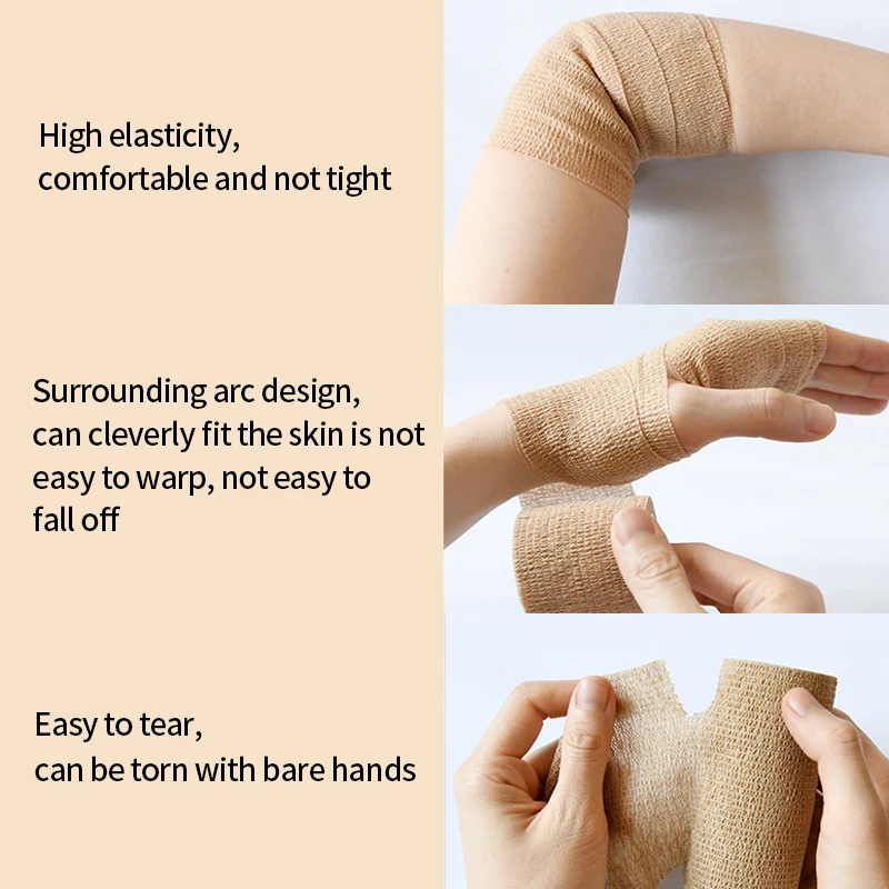 3 Roll 2.5cm*4.5m Gauze Motion Bandage Self-adhesive Breathable Elastic Bandages for Sports Fixing Finger Wrist Leg