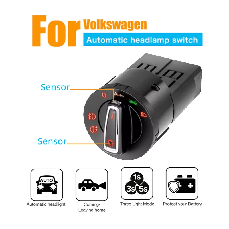 สวิตช์ควบคุมไฟหน้าอัตโนมัติ Light Sensor สำหรับ Volkswagen