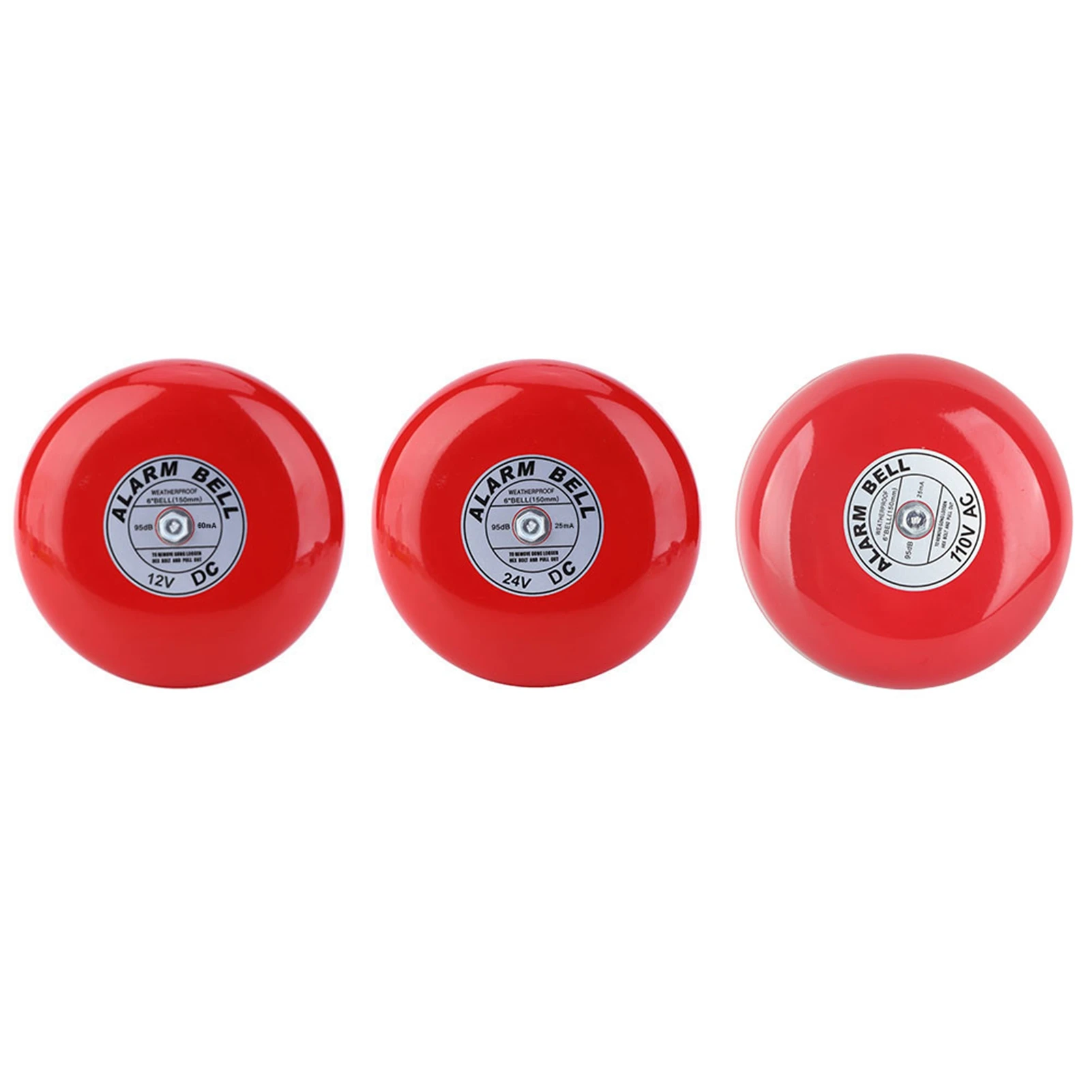 Alarm Bell CB‑6B 95dB Metal Electric Round Alarm Bell School Home Factory Security Fire Metal