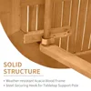 3 Piece Folding Acacia Wood Outdoor Patio Bistro Table and Chair Set 5