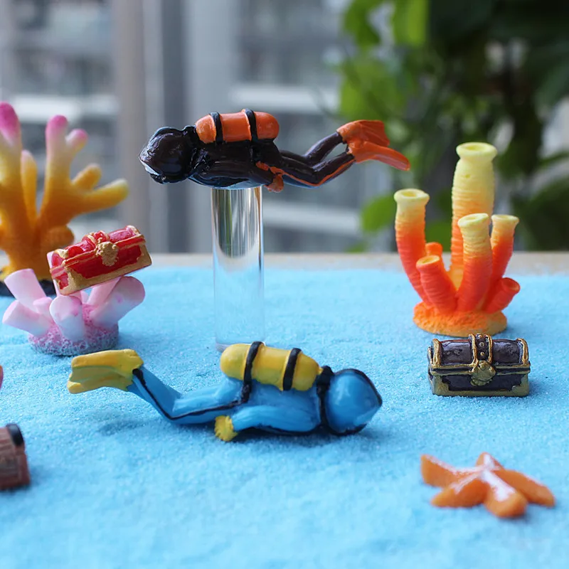 Diver Treasure Chest Box Antique Creative Fish Tank Aquarium Decoration