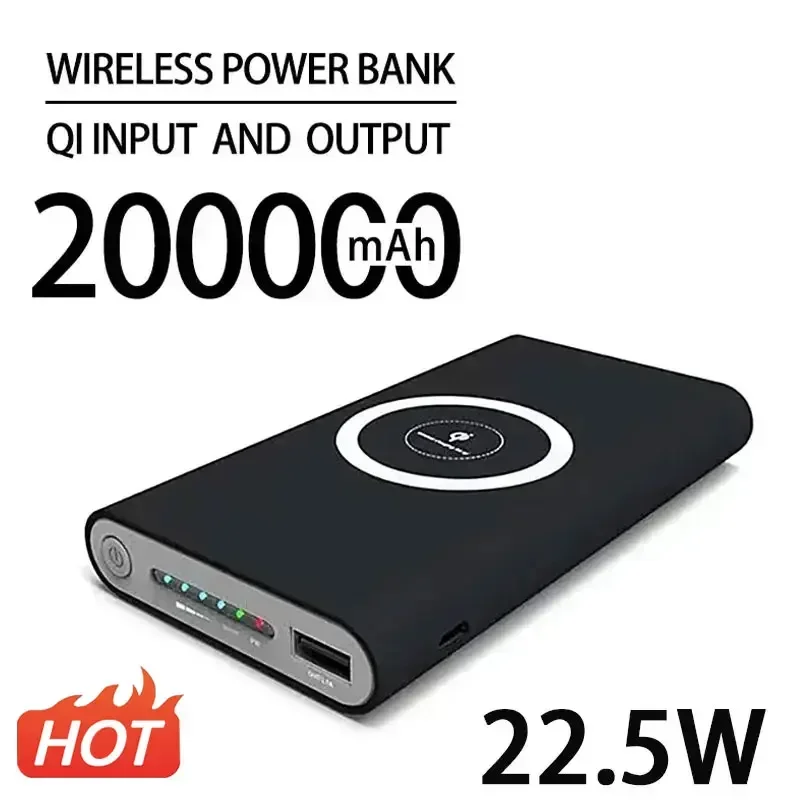 

200000mAh Wireless Power Bank 22.5W Super Fast Charging PD20W Powerbank Portable Charger Type-c External Battery Pack for IPhone