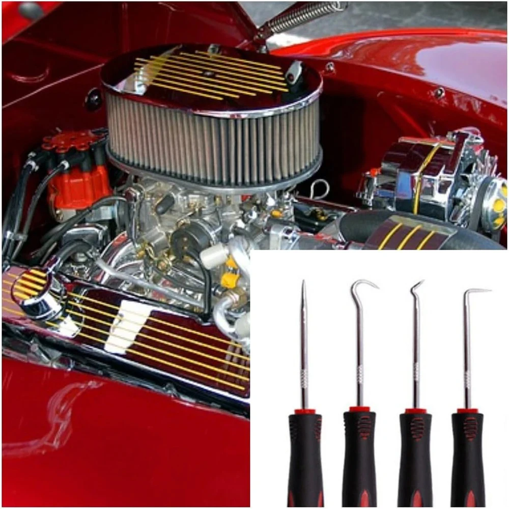 4 Piece 160mm Car Oil Seal Screwdriver Set Hose Removal Hook Set O-Ring Seal Gasket Puller Remover Pick Hooks Repair Tools