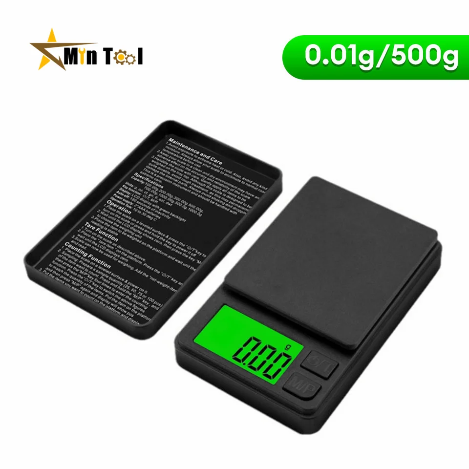 Balance Numérique Portable 500 G / 0,01 G - Écran LCD Rétroéclairé - Idéale Pour Bijoux, Cuisine, Poudres