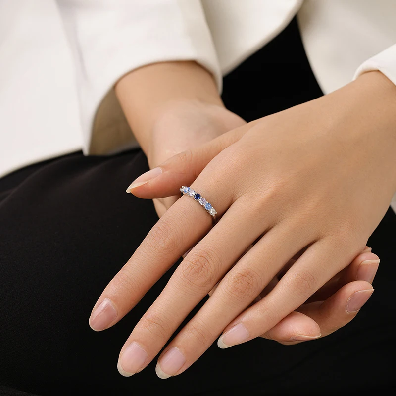 Ailmay 솔리드  스파클링 멀티 컬러 크리스탈 손가락 반지 여성용 그릴 파티 패션 쌓을 수있는 파인 쥬얼리