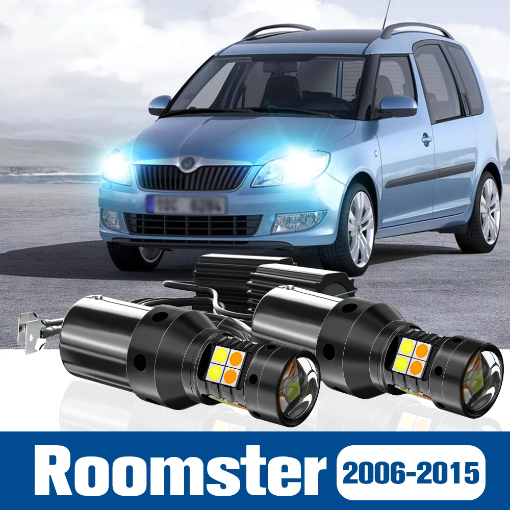 

2pcs LED Dual Mode Turn Signal+Daytime Running Light DRL Accessories Canbus For Skoda Roomster 2006-2015 2007 2009 2010 2011