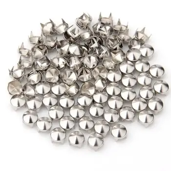 100Pcs Silver Copper Round Cone Rivet Spike Studs Spots DIY Rock Punk 8mm