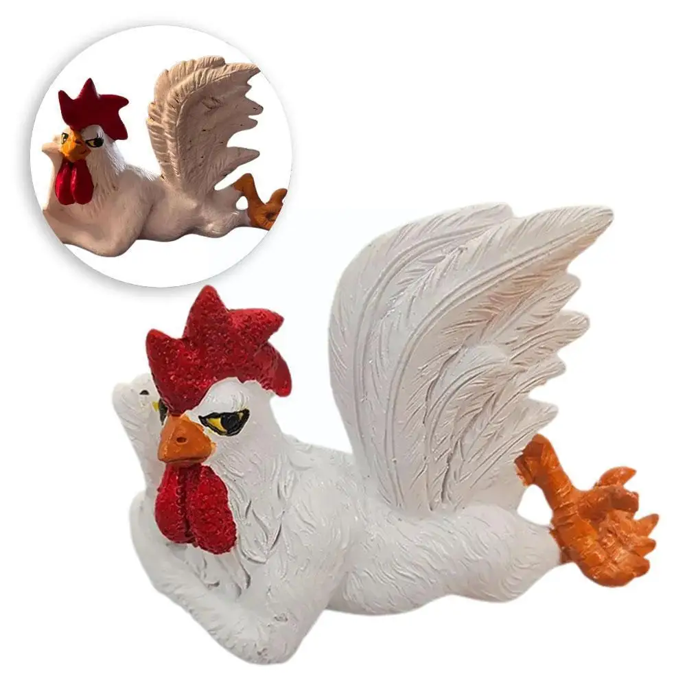 

Creative Cock Decorative Figurines Resin Crafts Ornaments Funny Glamorous Big Tail Cock for Desk Home Decoration Accessorie S3P1
