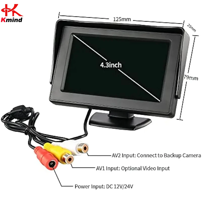 Telecamera per retromarcia per auto da 4,3 pollici con monitor per il parcheggio dei veicoli Telecamera per retromarcia HD universale Schermo LCD ad alta definizione - immagine 4