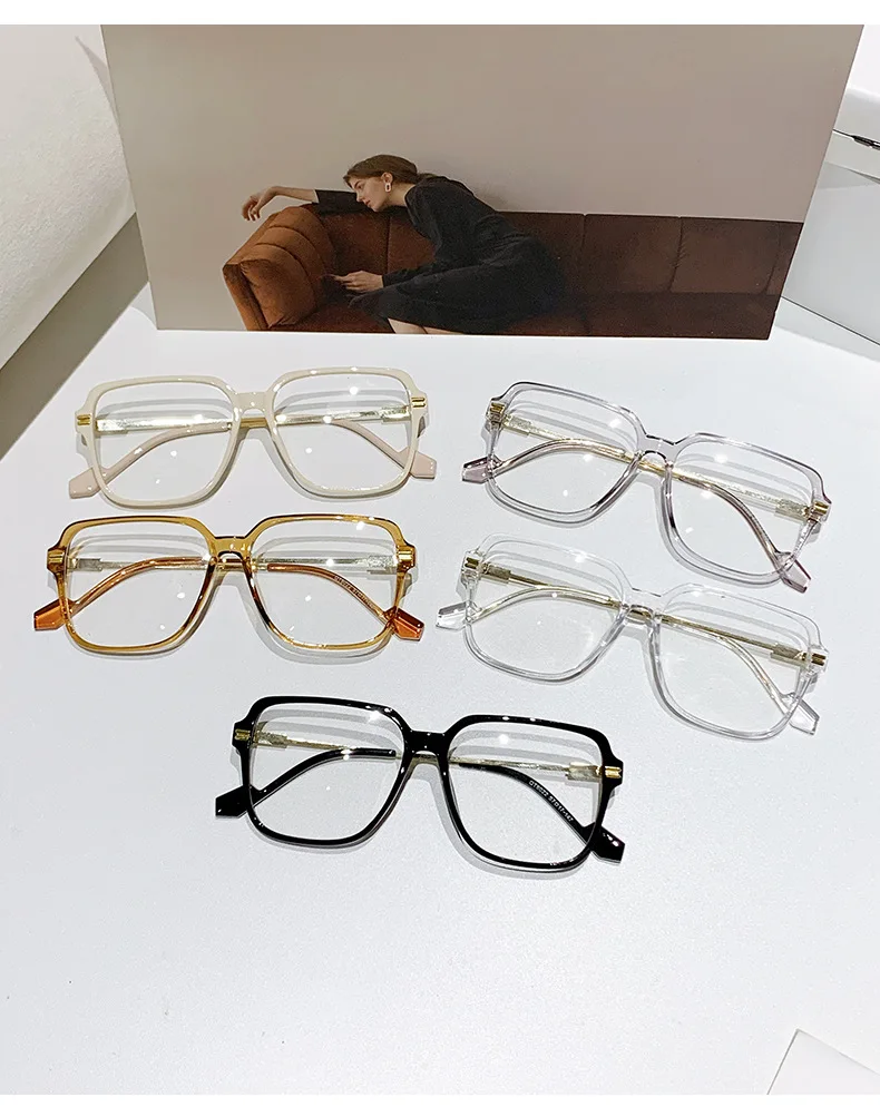 Lichtempfindliche Farbwechsel-Anti-Blaulicht-Brille ohne Make-up, großer Rahmen, Myopie-Brille, fertige Myopie-Brille 6022 – Detail 4