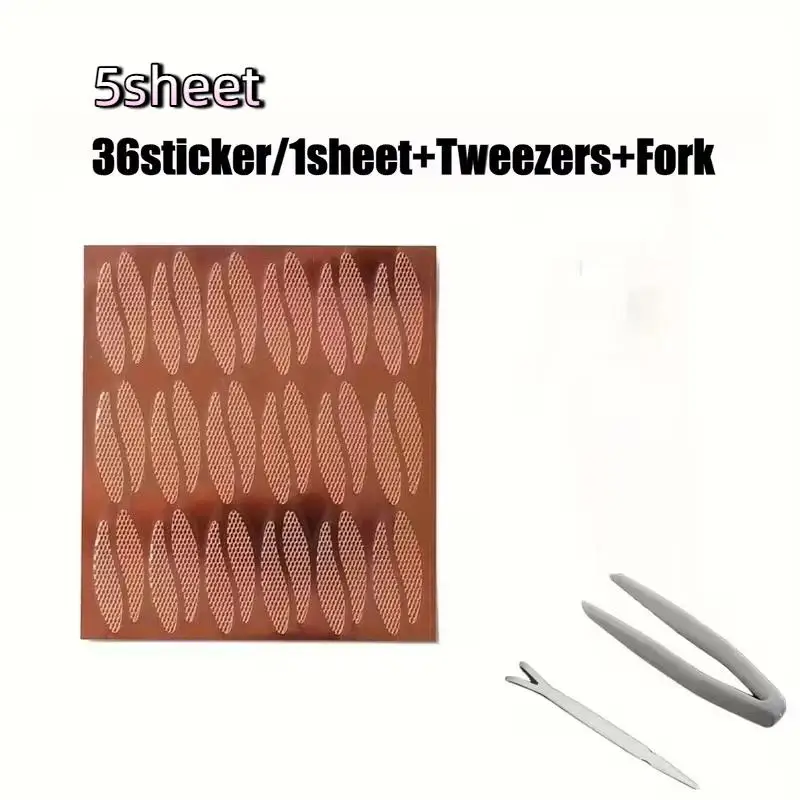 180개입 투명 이중 눈꺼풀 섀도우 테이프 스티커 뷰티 메이크업 눈꺼풀 도구 레이스 메쉬 눈물방울 모양 눈꺼풀 테이프