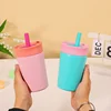 12oz Portable Thermos Cup Coffee Mug Stainless Steel Vacuum Flask Cold&Hot Sport Cup Car Cup with Straw Travel Mug Insulated Cup 2
