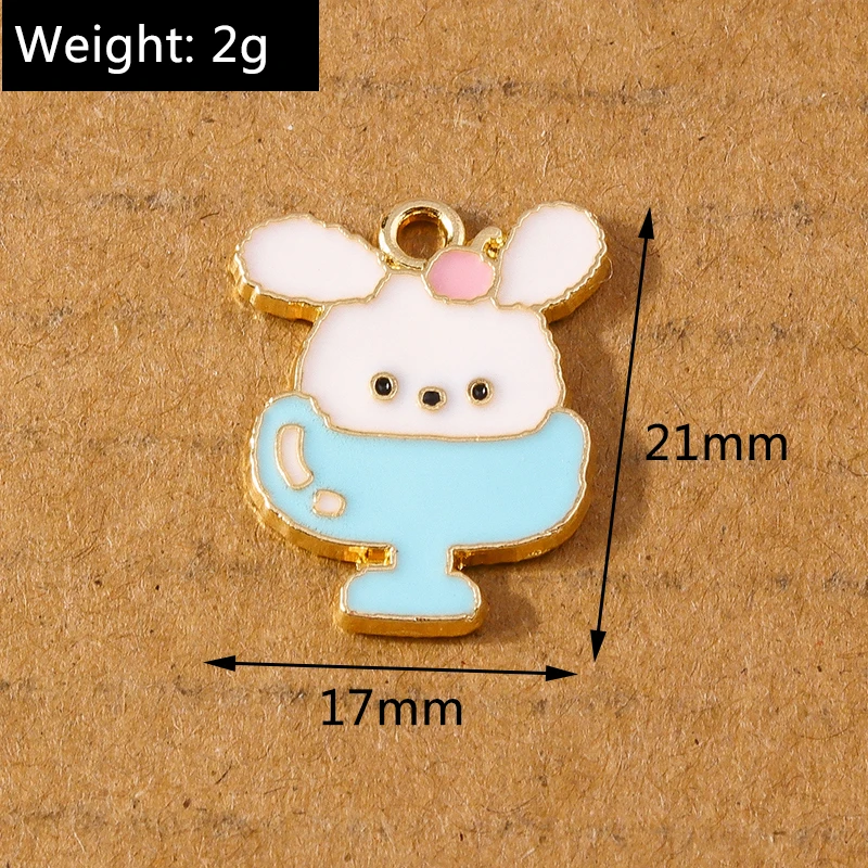 10 stücke niedlichen Emaille Hase Kaninchen Anhänger Charme für Schmuck machen DIY Halskette Ohrringe Armband Zubehör liefert – Detail 7