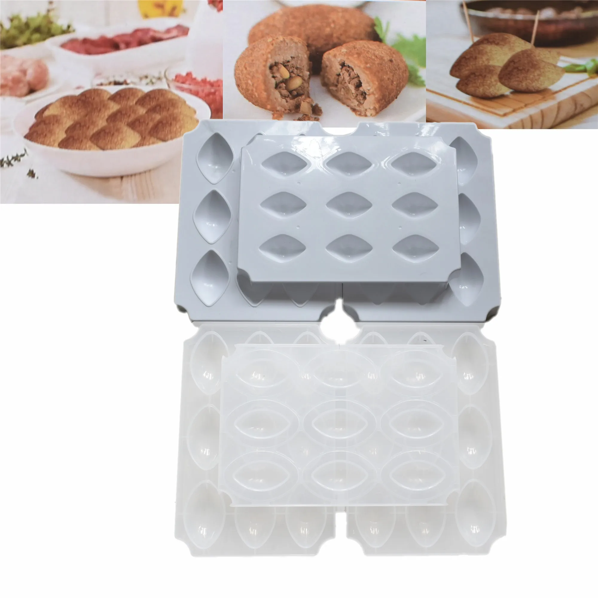 9 Holes 2022 Manual Kibbeh Express Meatball Maker Meatloaf Mold Press Minced Meat Processor Cake Desserts Pie Kitchen Tools |