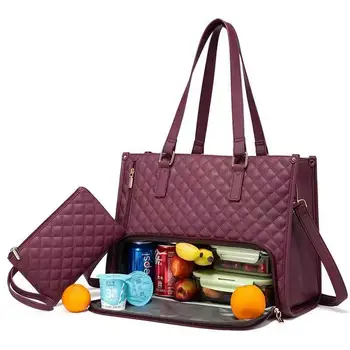 2025 Nuovo set di borse per il pranzo portatili Borse per il pranzo isolate multiuso da donna con borsa per il trucco Borsa a tracolla da viaggio impermeabile