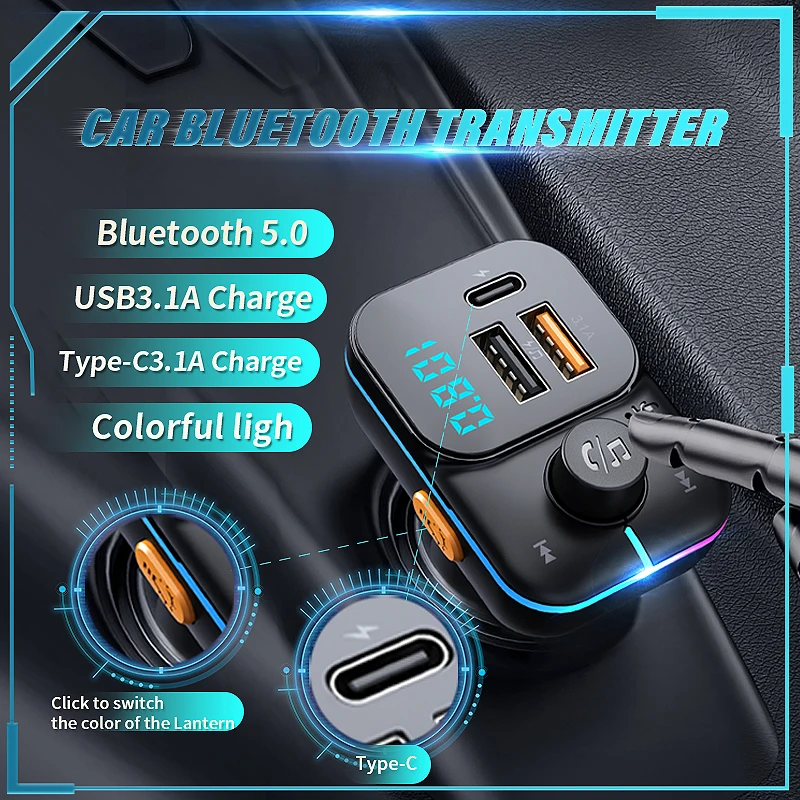 Dropship FM Modulator USB 3.1A Fast Charge Transmitter FM Bluetooth Car  Radio Adapter Wireless Handsfree Support U Disk TF Card Playback to Sell  Online at a Lower Price