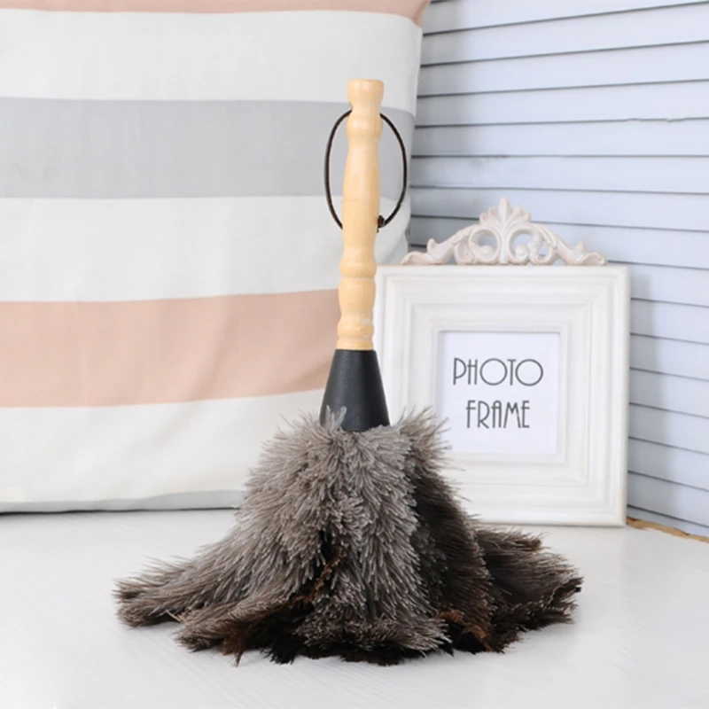 Spolverino piume struzzo soffice naturale con manico in legno Pennello per polvere ecologico Forniture per pulizia - immagine 2