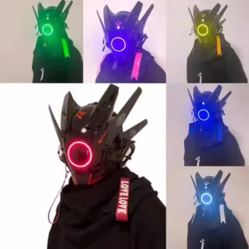 

Rechargeable Glow Helmet Mask Function Set Weaving Machine Armor Villain Fun Multi Color Rechargeable Christmas Gift