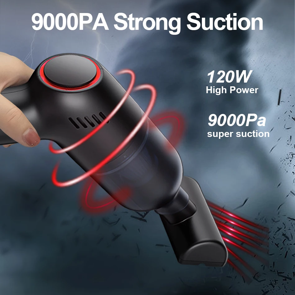 Small Portable Handheld Car Vacuum Cleaner 9000Pa High Powerful Cordless Wireless Home Carpet Vaccum Dust Catcher E-ACE