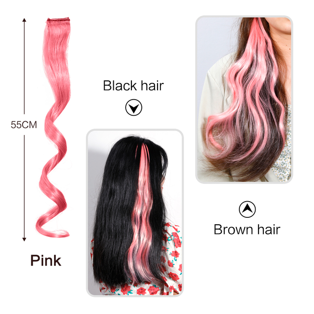 New Long Wavy Wig For Color Wigs Long Hair Highlighting Gradient Invisible Seamless Natural One-piece Hair Hanging Ears