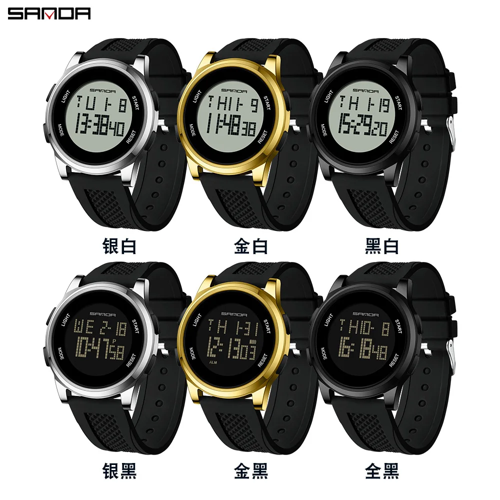 Sanda Cross border New Electronic Form Display Student Fashion Men's and Women's Watch Trendy Night Light Waterproof Watch Whole