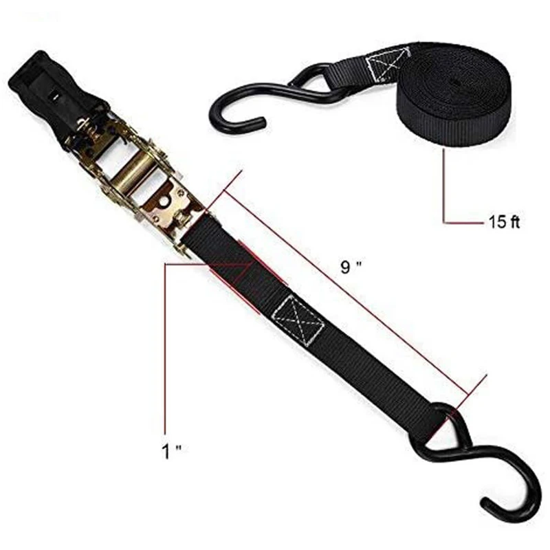 Ratchet Tie-Down Strap 1Set Motorcycle Fixed Heavy Cargo Trailer Transportation Car Tension Rope Tie Down Strap Kit Annular Belt