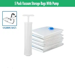 Space-Saving Vacuum Storage Bags with Travel Hand Pump - M 50X70CM (5pack Bags with pump)