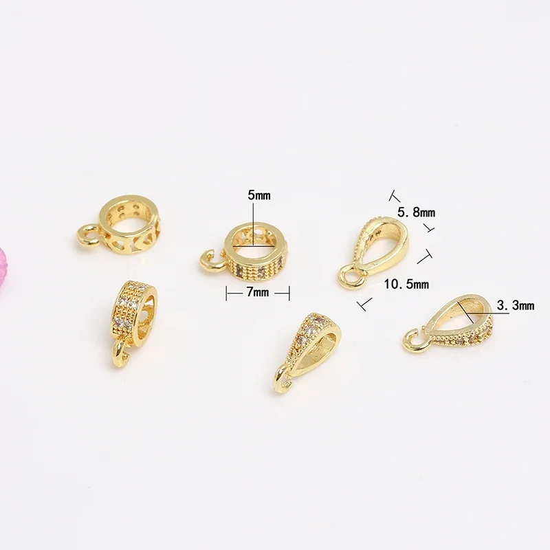 5Pcs 황동 마이크로 포장 큐빅 지르코니아 펜던트 Bails 핀치 클립 걸쇠 후크 목걸이 커넥터 Diy 쥬얼리 액세서리 만들기