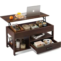 Coffee Table, 39" Lift Top Coffee Table with Hidden Compartment, Storage Drawers and Storage Shelf for Living Room, Reception 2