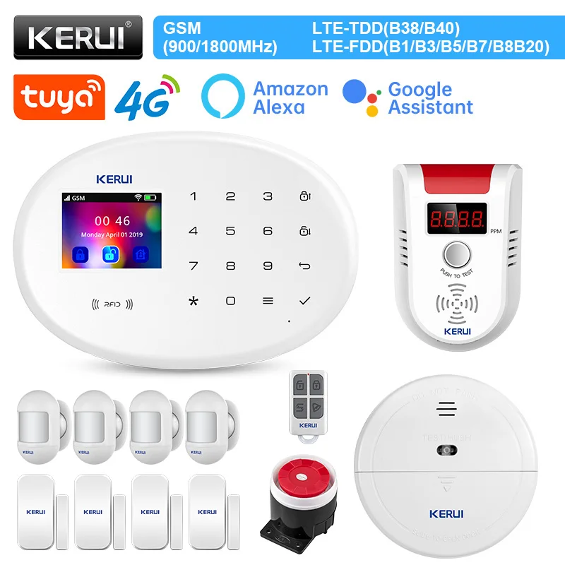 

KERUI W204 4G Tuya APP дистанционное управление умная система сигнализации PIR датчик движения WIFI GSM домашняя безопасность 2,4 дюймов Сенсорная панель защита от взлома