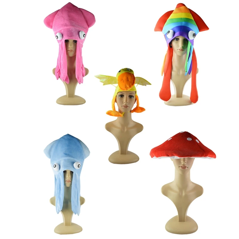 

Rainbow Squid Hat Funny and Crazy Party Hats Sea Animal Hat Octopus Headdress for Halloween Party Dropshipping