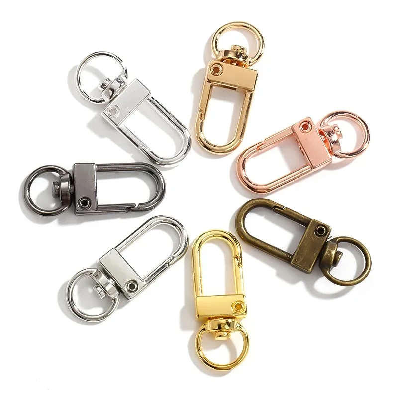 

10Pc Metal Swivel Spring Buckles Dog Collar Chain Snap Hook Carabiner Keychain Handbag Belt Strap Lobster Clasp KeyRing Findings