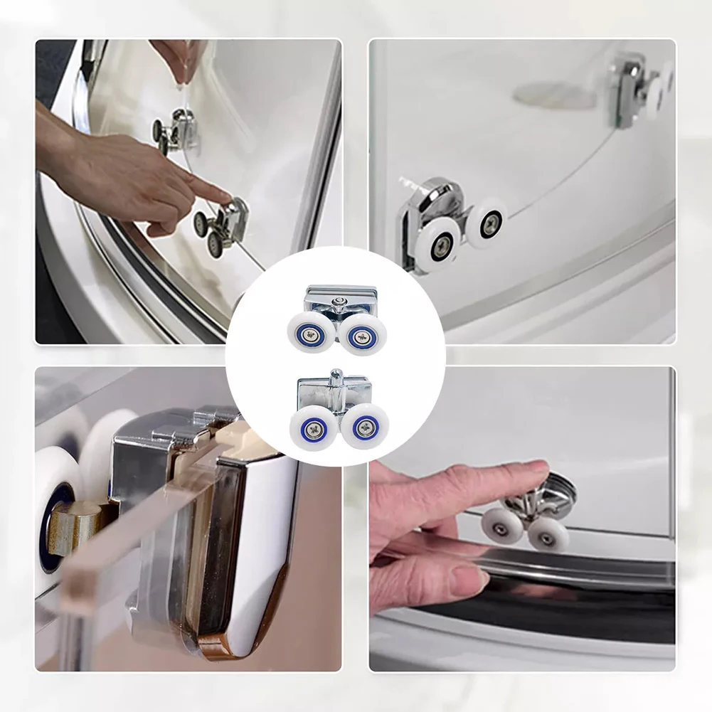 8Pcs 23mm Shower Door Rollers ABS Double-Wheel Sliding Shower Door Roller Bearing Wheel Runners Pulleys Replacement