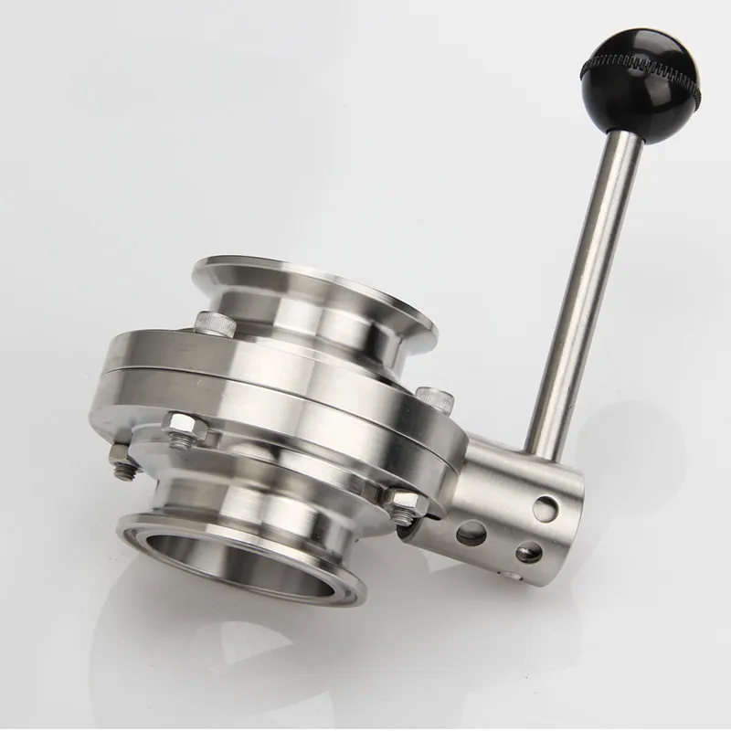 2 inch 51mm SS304 Stainless Steel Sanitary Tri Clamp ferrule OD 64mm Butterfly Valve for Homebrew Beer Dairy Product VJ-Drop