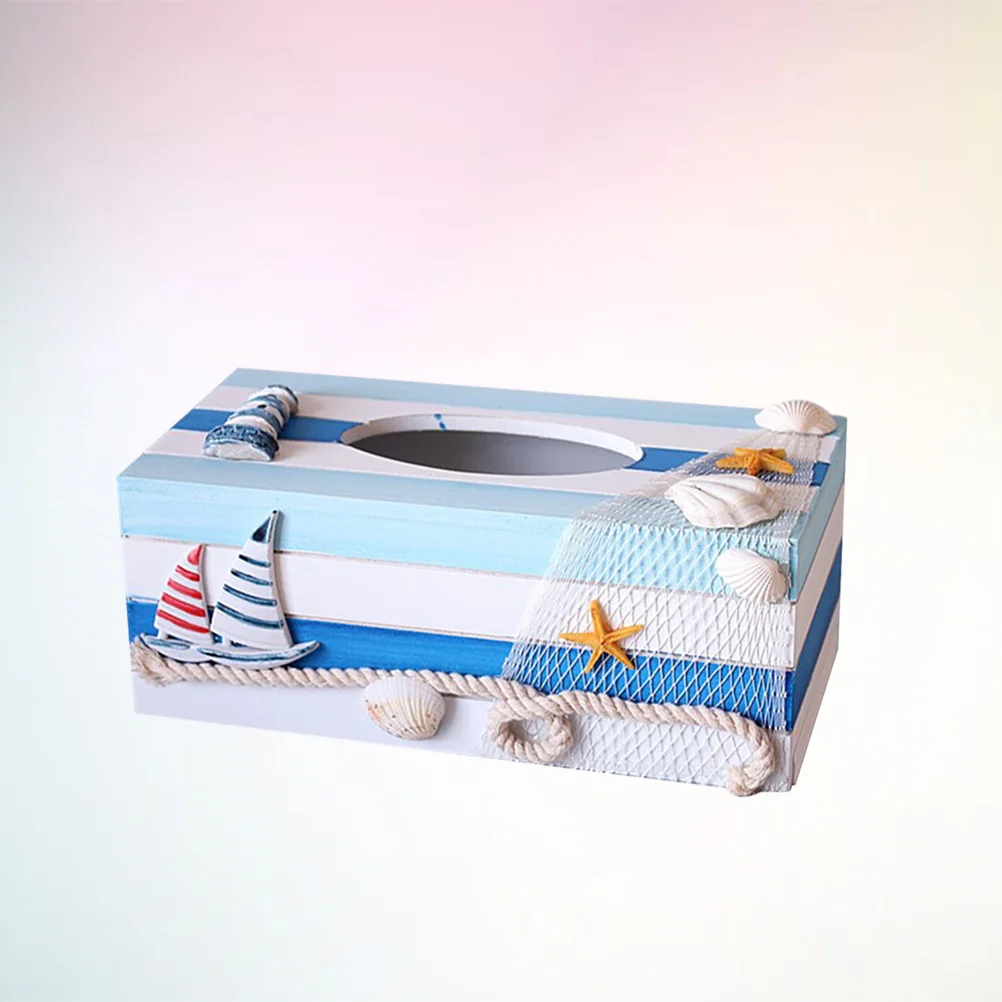 

Nautical Tissue Box Holder Rectangular Tissue Box Cover Napkin Holder Paper Towel Dispenser Coastal Beach Nautical Decoration (