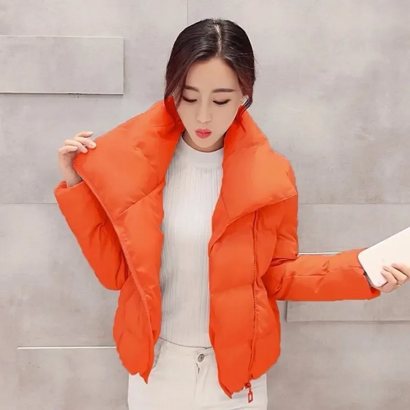 

2022 Winter Warm Jacket Short Coat Women Overcoat Student Teen Girls Solid Color Cotton-padded Clothes Female Parka Outerwear